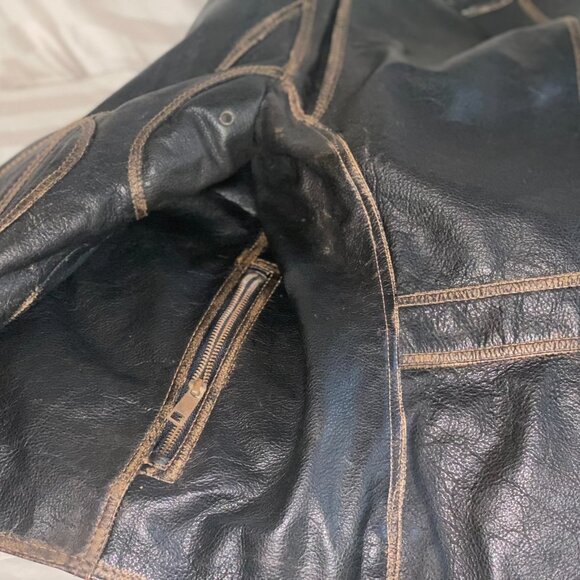 Andrew Marc, mens, medium, brown leather motorcycle jacket - Picture 8 of 16